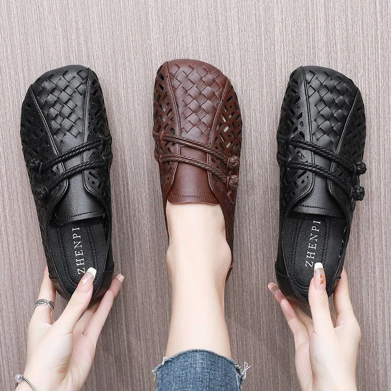 Leather Hollow Sandals Sneakers - Women's Casual Shoes WC153