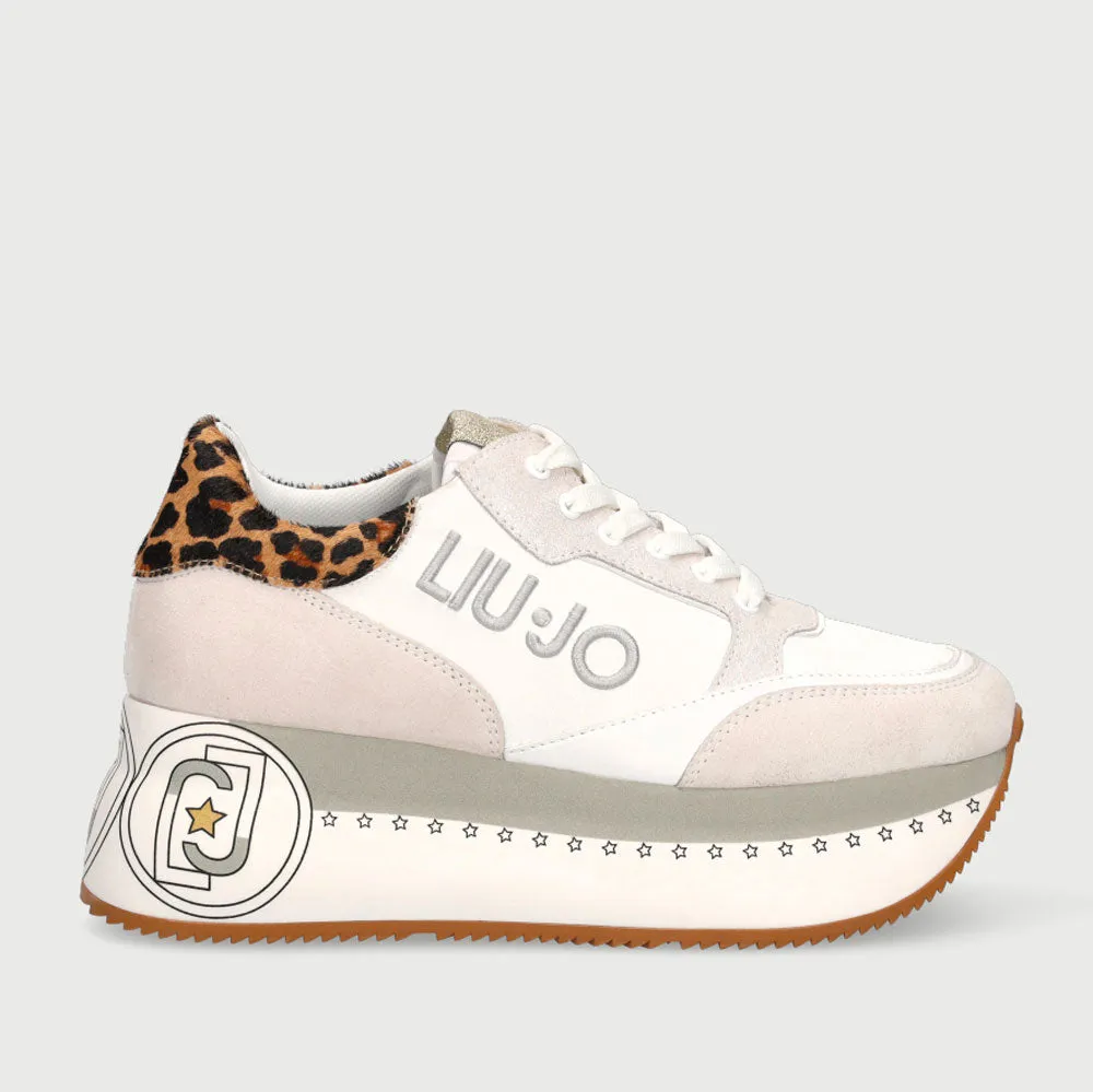 Scarpe Donna LIU JO Sneakers Maxi Platform Bianco con Dettaglio Animalier