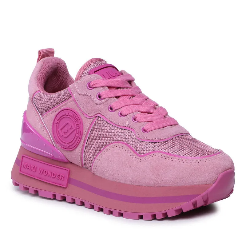 Scarpe Donna LIU JO Sneakers Platform Maxi Wonder 52 in Suede e Mesh Pink Ray