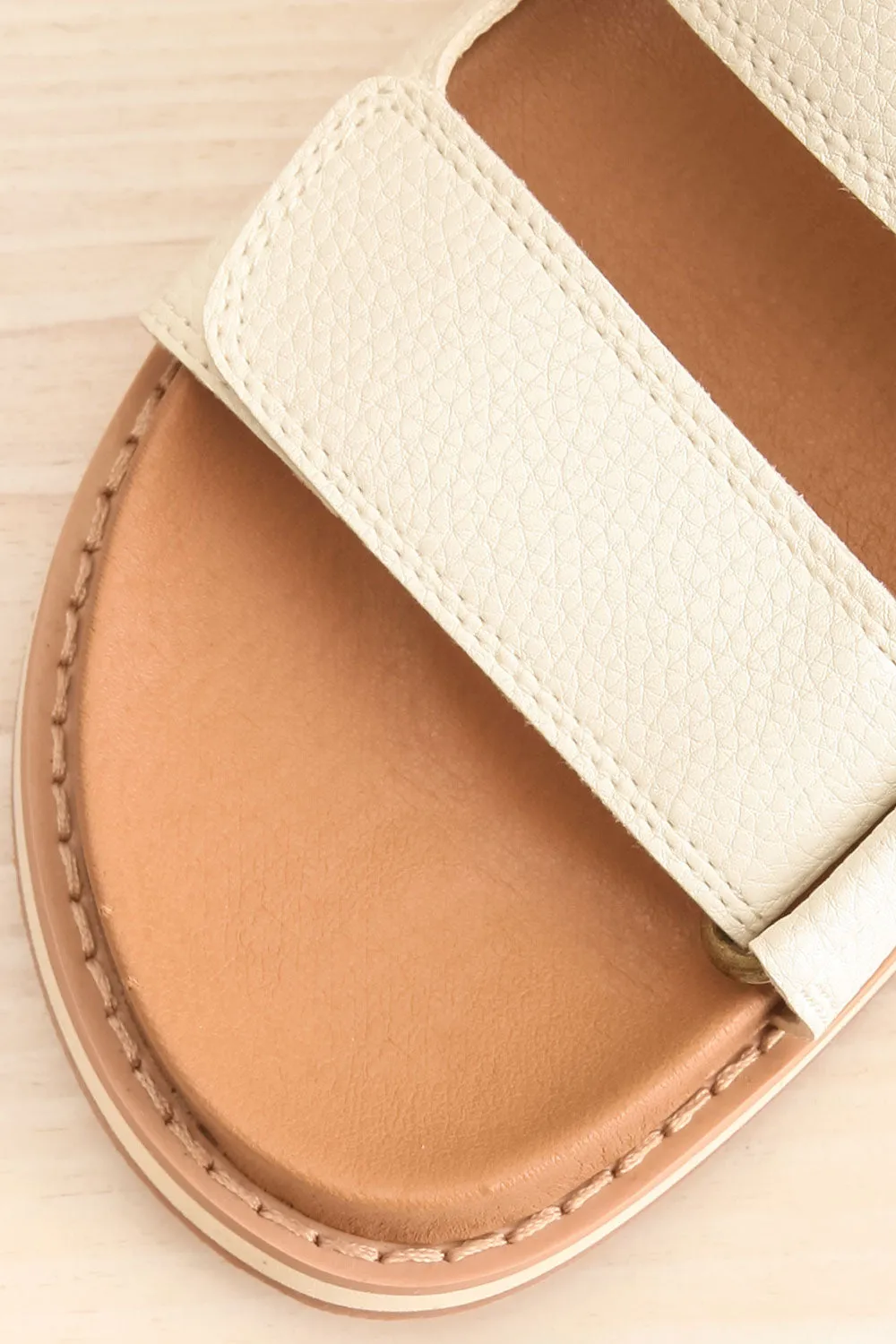Siemna White | Slide Sandals w/ Velcro Straps