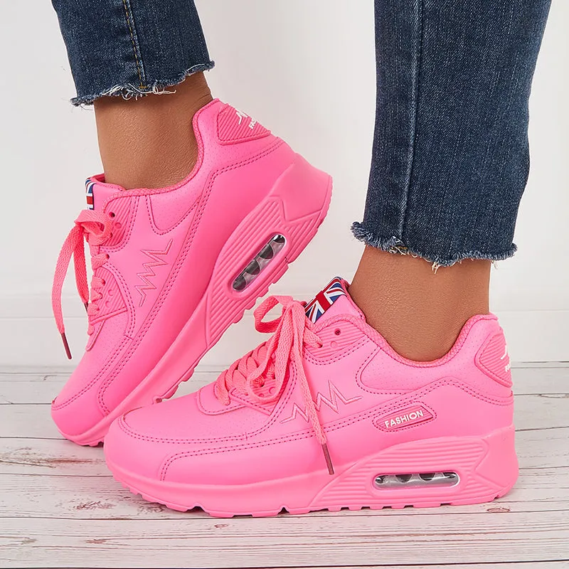 Sohiwoo  Women Air Cushion Sneakers Lace Up Chunky Walking Shoes