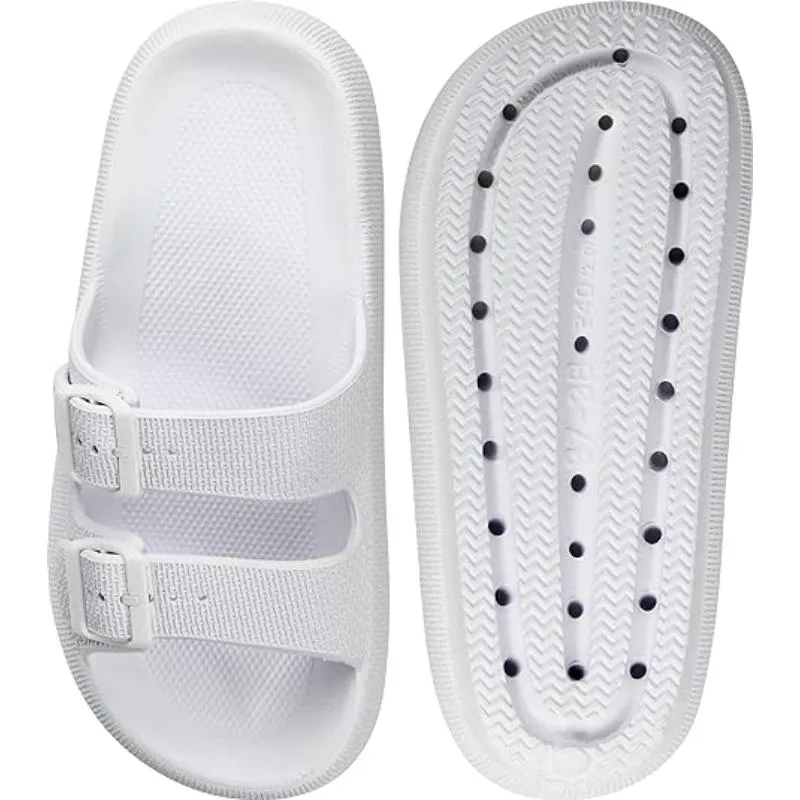 Unisex Soft Adjustable EVA Slides Dual Buckle Comfort Sandals