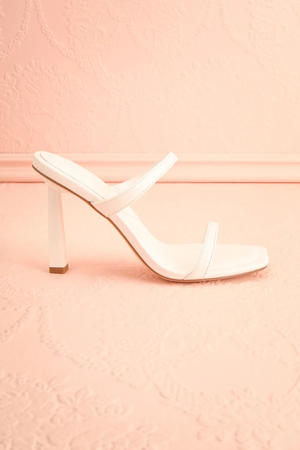 Ushuaia White | Square Toe Heeled Sandals
