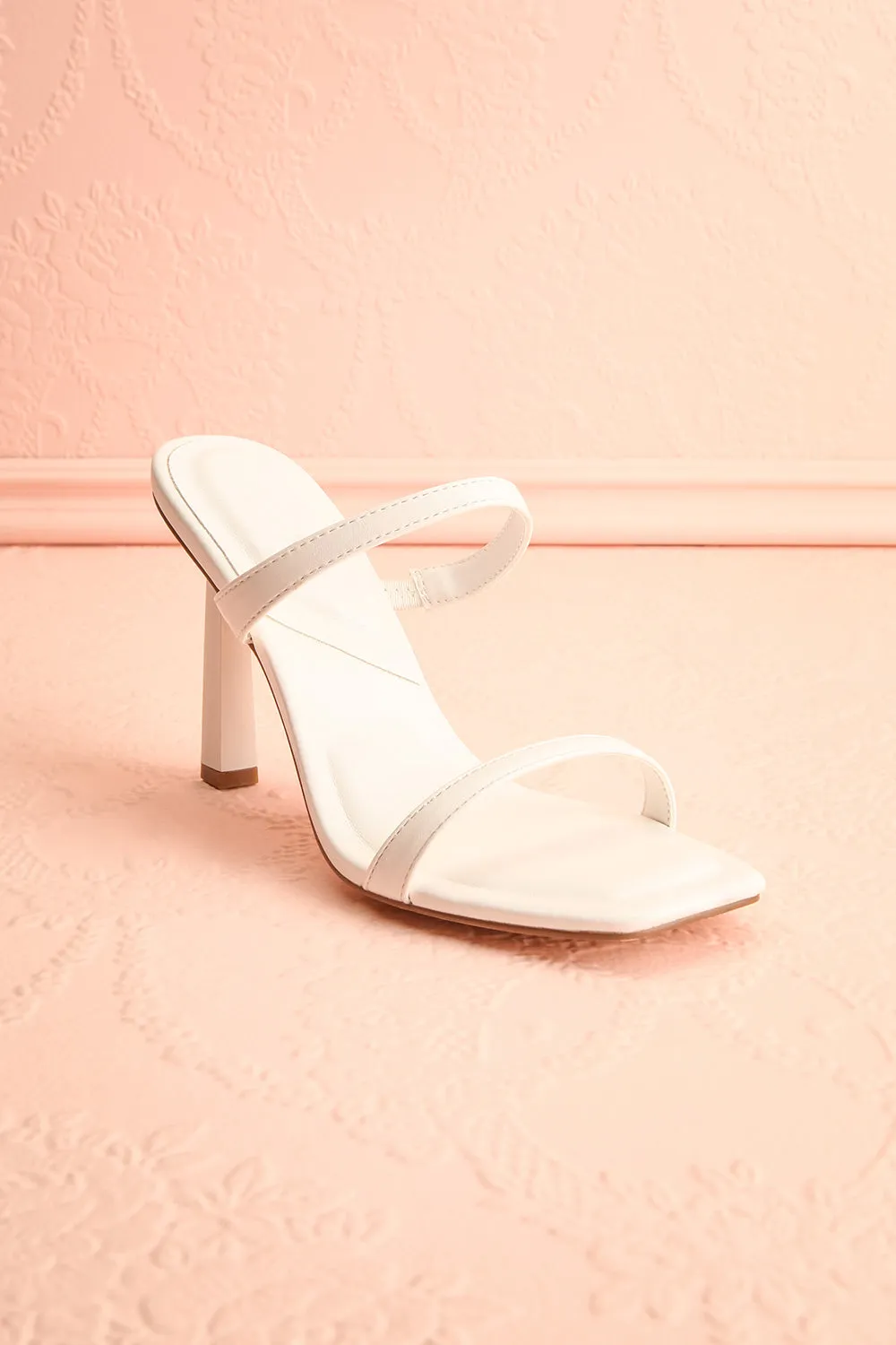 Ushuaia White | Square Toe Heeled Sandals