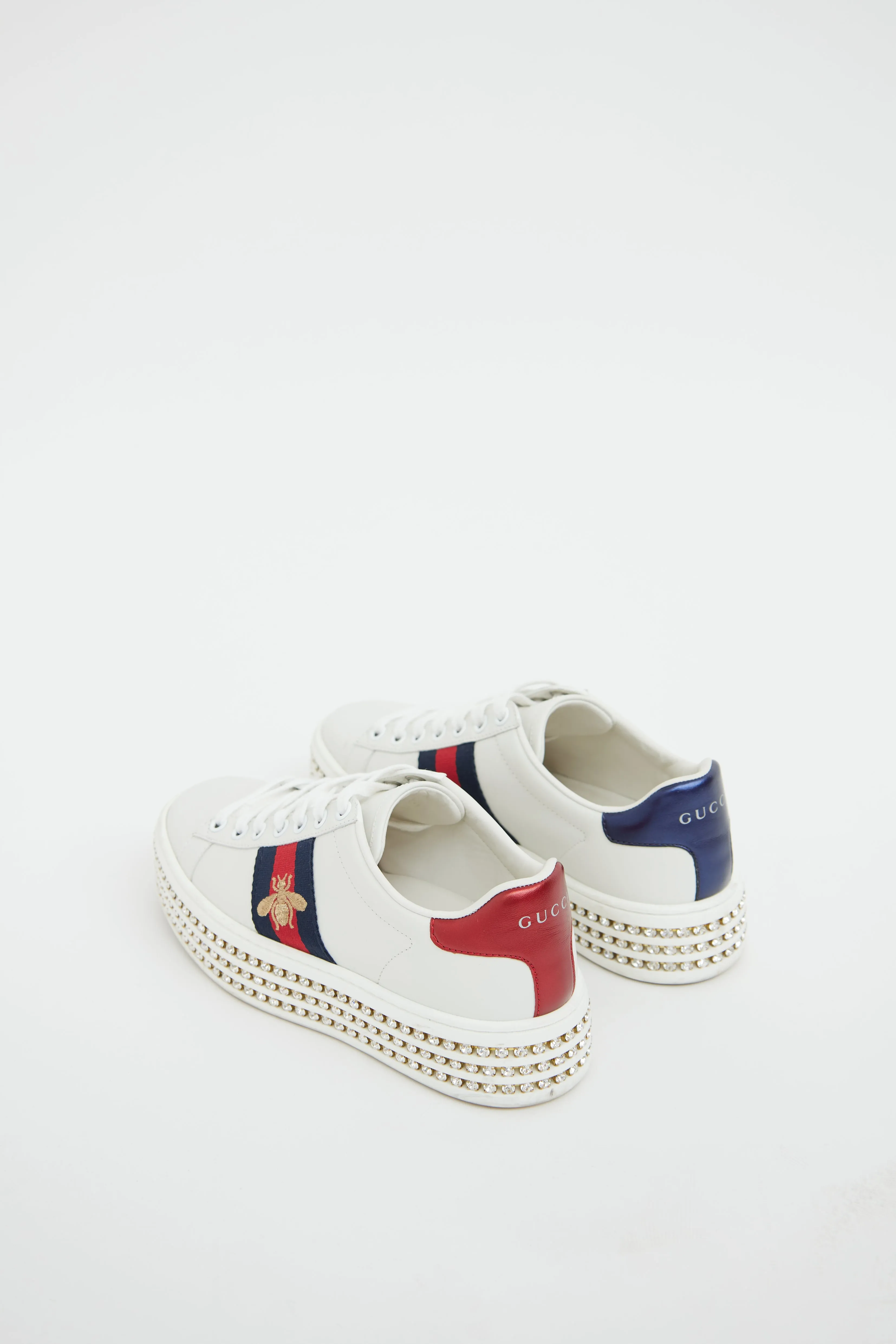 White Rhinestone Ace Sneaker